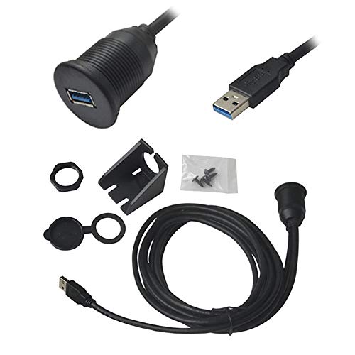 Bolwins Q72CS USB Armaturenbrett Kabel für bündige Montage, 1 Meter USB 3.0 Stecker auf Buchse Kabel Verlängerungskabel für Armaturenbrett, für Auto, Boot, Motorrad von Bolwins