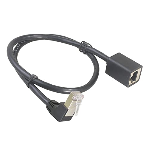 Bolwins F24S Verlängerungskabel für Ethernet mit Winkeladapter 90 Grad nach unten abgewinkelt RJ45 Stecker zu Buchse Verlängerung, in 10/100/1000 Mbit (Gigabit) - für LAN, Ethernet,50cm von Bolwins