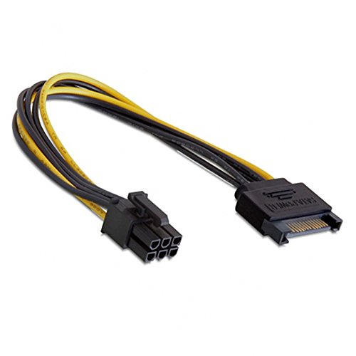 Bolwins K26S SATA auf 6 Pin PCI Express Stromkabel Adapter – 15cm Netzteilkabel für Grafikkarten, PCIe SATA Power Kabel für PC von Bolwins