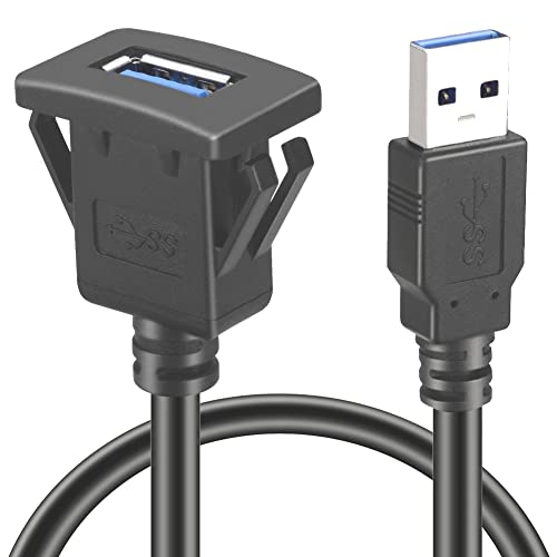 Bolwins L00S USB 3.0 Einbau Buchse Kabel Adapter Verlängerung für KFZ Auto PC Boat Motorrad USB 3.0 Verlängerungskabel für Armaturenbrett 1m von Bolwins