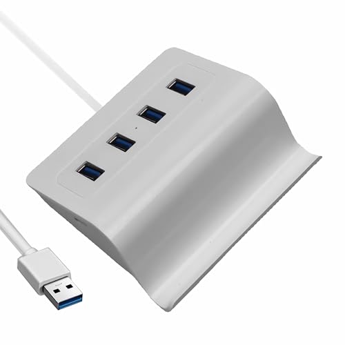 M49CS 5-in-1 USB 3.0 Hub mit 4 USB-Anschlüssen, Multifunktionaler Handyhalter für Smartphone, PC und Laptop, Schnelle Datenübertragung, Kompatibel mit Windows/Mac/Linux von Bolwins
