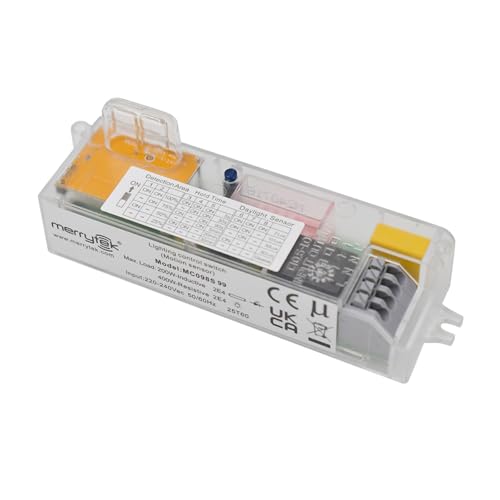 MC098S99 Merrytek Mikrowellen Bewegungssensor 220-240V AC EIN/Aus Schalter für LED Deckenleuchte Feuchtraum IP20 5.8GHz HF Sensor 360° Erkennung max 400W Tri-Proof Lampe von Bolwins