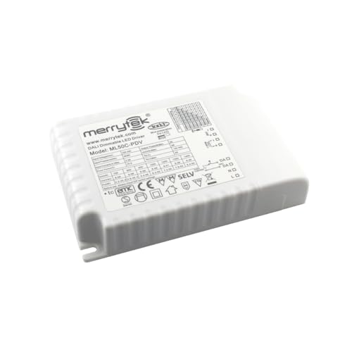 ML50C-PDV Merrytek 50W LED-Treiber dimmbar DALI 1-10V PushDIM Konstantstrom Treiber für LED Panels Lampen Deckenleuchten Flimmerfrei IP20 700-1400mA 220-240V von Bolwins
