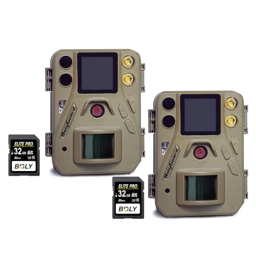 BolyGuard Jagdkamera 2 Stück 37MP 4K Trail Kamera mit Dual Flash (Rote IR & Weiße LED), IP67 Wildlife Game Kamera mit 1,44'' Farb LCD für die Außenüberwachung Fotofalle von BolyGuard