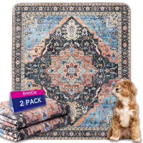 BomDa Waschbar Haustier-Urinunterlage, 2 Pack Wiederverwendbare Welpenunterlagen Matte für Hunde, Wiederverwendbar Trainingsunterlagen für Welpen, Alte(Pattern 2, 122x152.5cm) von BomDa