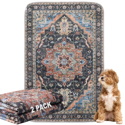 BomDa Waschbar Haustier-Urinunterlage, 2 Pack Wiederverwendbare Welpenunterlagen Matte für Hunde (Pattern 2, 81x122cm) von BomDa