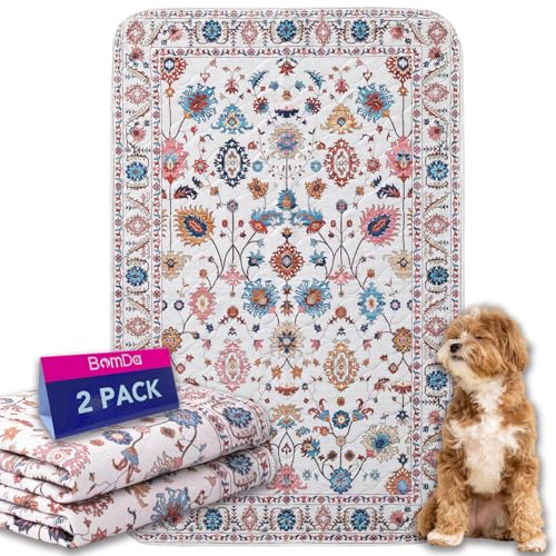 BomDa Waschbar Haustier-Urinunterlage, 2 Pack Wiederverwendbare Welpenunterlagen Matte für Hunde (Pattern 3, 61x91.5cm) von BomDa