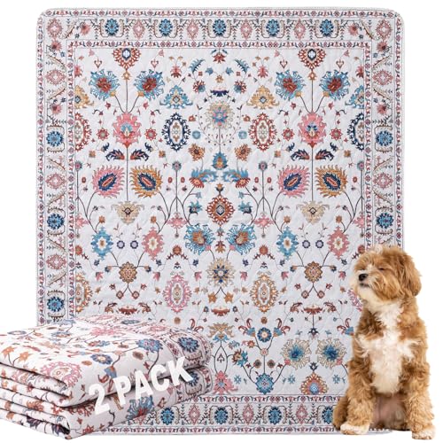 BomDa Waschbar Haustier-Urinunterlage, 2 Pack Wiederverwendbare Welpenunterlagen Matte für Hunde, Wiederverwendbar Trainingsunterlagen für Welpen, Alte(Pattern 3, 91.5x104cm) von BomDa