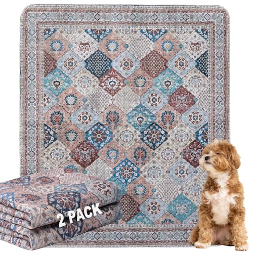 BomDa Waschbar Haustier-Urinunterlage, 2 Pack Wiederverwendbare Welpenunterlagen Matte für Hunde (Pattern 4, 122x152.5cm) von BomDa