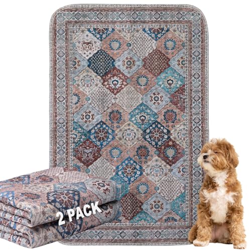 BomDa Waschbar Haustier-Urinunterlage, 2 Pack Wiederverwendbare Welpenunterlagen Matte für Hunde, Wiederverwendbar Trainingsunterlagen für Welpen, Alte(Pattern 4, 61x91.5cm) von BomDa