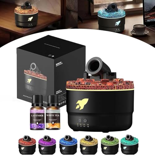 Aroma Diffuser Luftbefeuchter 280ML - Luftbefeuchter Vulkan mit Bunte LED-Lichter, Essential Oil Diffuser mit 2 Oil, Leiser Luftbefeuchter für Kinderzimmer Schlafzimmer Büro, Timer Auto Abschaltung Aroma Diffuser Luftbefeuchter 280ML - Luftbefeuchter Vulkan mit Bunte LED-Lichter, Essential Oil Diffuser mit 2 Oil, Leiser Luftbefeuchter für Kinderzimmer Schlafzimmer Büro, Timer Auto Abschaltung von BomKra
