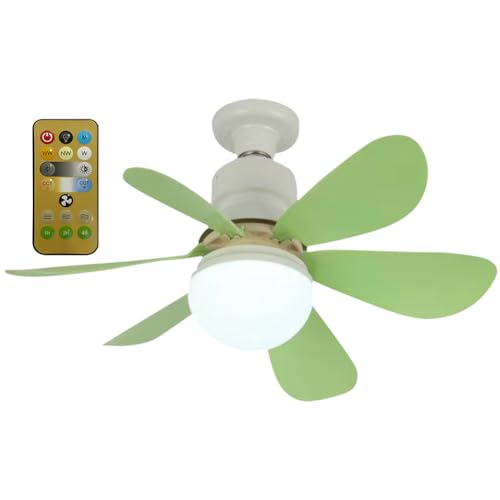 BomKra Deckenleuchte mit Ventilator und Fernbedienung,30W Deckenventilator mit Beleuchtung,3 Geschwindigkeiten,3 Modi Dimmbar,Timer,LED Deckenventilator mit Lampe für Schlafzimmer (Grün) von BomKra