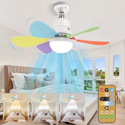 BomKra Deckenventilator mit Beleuchtung und Fernbedienung Leiser - 30W LED Deckenleuchte mit Ventilator, 3 Geschwindigkeiten, 3 Modi Dimmbar, Timer, Lampe mit Ventilator für Schlafzimmer von BomKra
