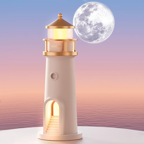 BomKra Leuchtturm Deko, Leuchtturm Lampe, LED Mondlicht Projektor lampe mit Automatischer Sensor, Nachtlicht Kinder Sternenhimmel, Leuchtturm Geschenk (Body Sensor-Modelle) von BomKra