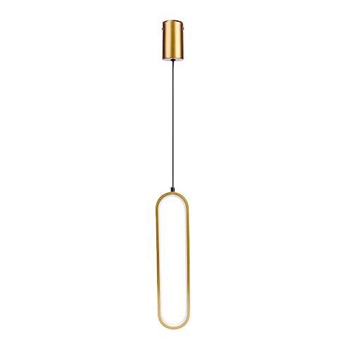 BomKra Moderne LED Pendelleuchte Minimalistisch Hängelampe Büroklammer Design Hängeleuchte 22 W Hängend Pendellampe für Wohnzimmer,Schlafzimmer,Nachttisch,Esszimmer,Küche, Bar (Gold, 3 Farben) von BomKra