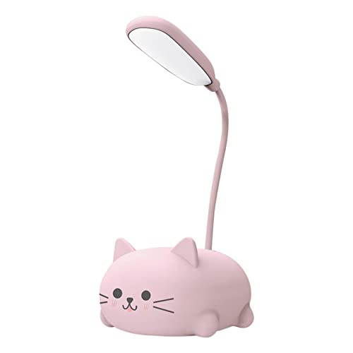 Schreibtischlampe für Kinder, Niedliche Katze LED Tischlampe mit Flexibles Arm, USB Wiederaufladbare Tischleuchte Augenschutz Leselampe Karikatur Kawaii Nachttischlampe Raumdekoration Kinder Geschenk von BomKra