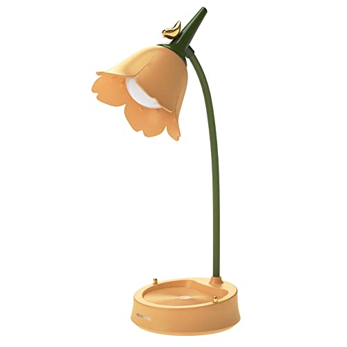 BomKra Schreibtischlampe Kinder Dimmbare LED Tischlampe mit 3 Farbtemperaturen, USB Wiederaufladbare Leselampe mit Touchsensor und Flexibles Arm, Cute Nachttischlampe Kawaii Room Decor(Orange) von BomKra