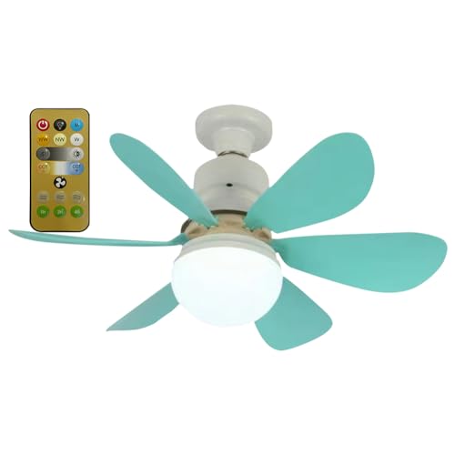 Deckenleuchte mit Ventilator und Fernbedienung,30W Deckenventilator mit Beleuchtung,3 Geschwindigkeiten,3 Modi Dimmbar,Timer,LED Deckenventilator mit Lampe für Schlafzimmer (Blau) von BomKra