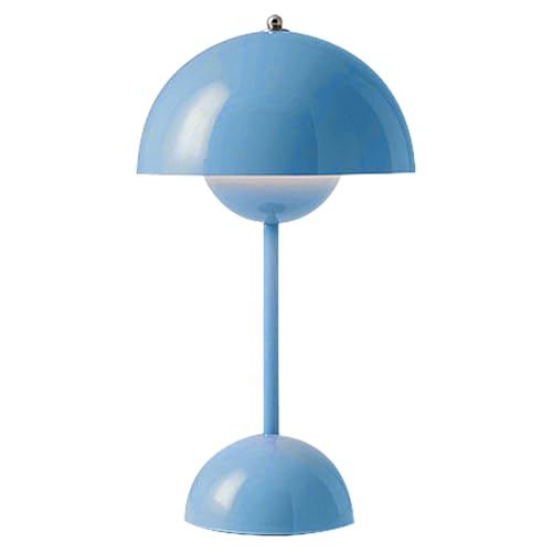 LED Flowerpot Tischlampe Kabellos Akku Pilz Lampe, Modern Macaron Lampe Retro Touch Dimmbar Tischleuchte mit 3 Farben Nachttischlampe für BüRo,Bars,Wohnzimmer,Schlafzimmer (Blau) von BomKra