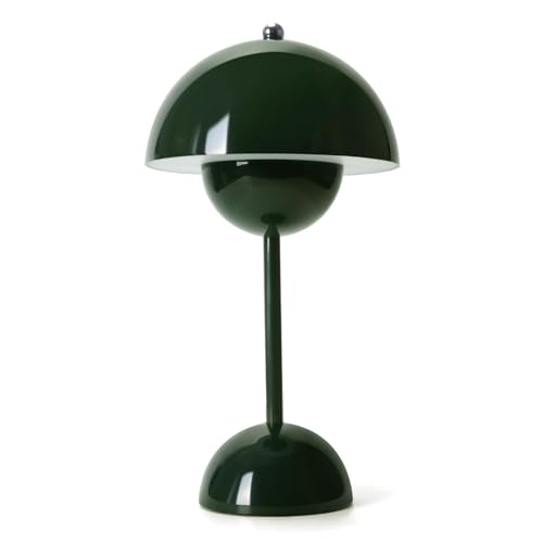 LED Flowerpot Tischlampe Kabellos Akku Pilz Lampe, Modern Macaron Lampe Retro Touch Dimmbar Tischleuchte mit 3 Farben Nachttischlampe für BüRo,Bars,Wohnzimmer,Schlafzimmer (Grün) von BomKra