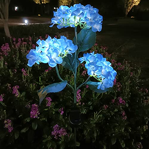 Solarlampen für Außen Garten Deko, Solar Hortensie Blumen Lampe, Gartenleuchten Solarleuchten für Außen IP65 Wasserdicht, Solar Hydrangea Gartendeko für Draußen, Balkon Deko Garten (Blau) von BomKra