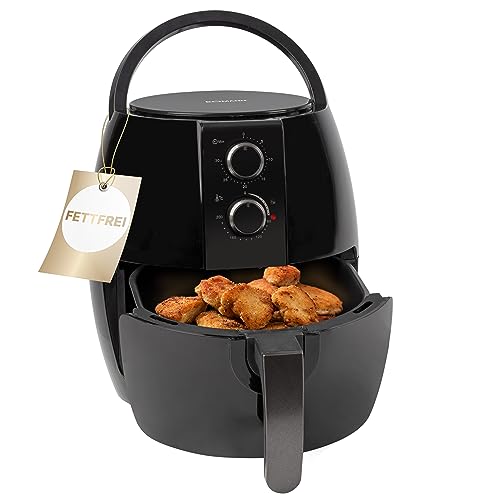 Bomann® Heißluftfritteuse für Öl- und fettfreie Zubereitung | Airfryer 3,6L | Heissluftfriteuse mit stufenlos regelbarem Thermostat (80°C - 200°C) und Timer | ideal für Fitness | 1350W | FR 6057 H CB von Bomann