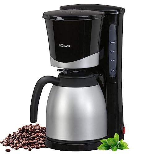 Bomann® Kaffeemaschine mit Thermoskanne | für 8-10 Tassen Kaffee | kein Temperaturverlust | Filterkaffeemaschine | 1 Liter | Coffee machine | Filterkaffeemaschine mit Thermoskanne | KA 168 schwarz von Bomann