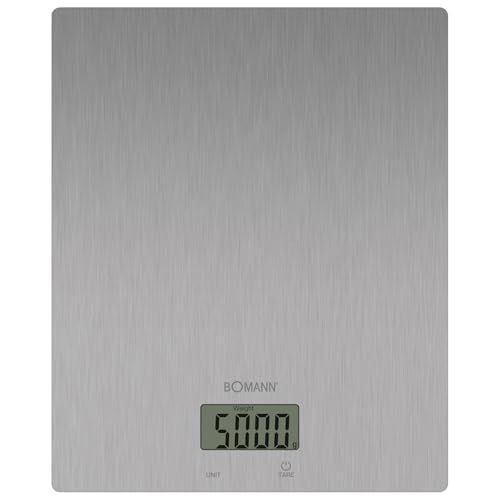 Bomann® Küchenwaage digital | 1gr. Schritte bis 5kg | mit Cup Angabe (Tassen) | ideal für Trend-Rezepte | extra flach | Tara Funktion | Edelstahl | Kitchen Scale | Küchenwage KW 6086 CB von Bomann
