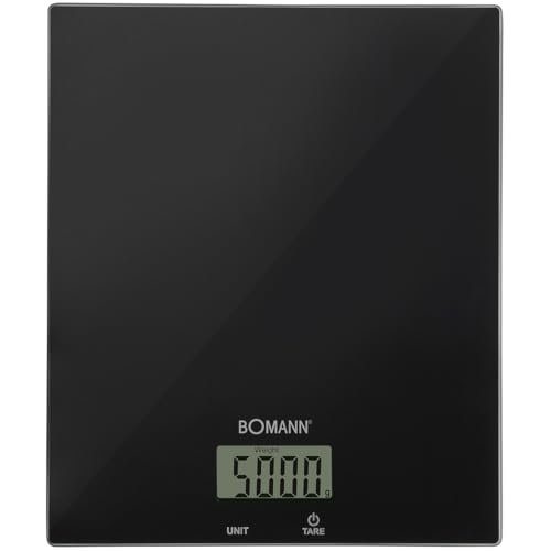 Bomann® Küchenwaage digital | hohe Präzision | 1g Schritte | bis zu 5kg | Zuwiegefunktion | stabiles Glas | gr, lb:oz, ml + Cup Einheit | digitale Küchenwaage | Waage Küchenwaage KW 6085 CB schwarz von Bomann