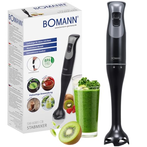 Bomann® Stabmixer für Smoothies Shakes Suppen | Turbo-Funktion | 350W Pürierstab | Edelstahlmesser rostfrei | abnehmbarer Mixstab | Hand Blender | elektrische Stabmixer BPA frei | SM 6081 CB von Bomann