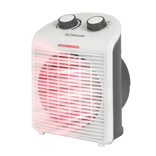 Bomann® mobiler & kompakter Heizlüfter I Heizlüfter 2000W & 1000W I Heizkörper mit Ventilatorfunktion I Heizlüfter klein mit Kontrollleuchte & Überhitzungsschutz I HL 6040 CB von Bomann