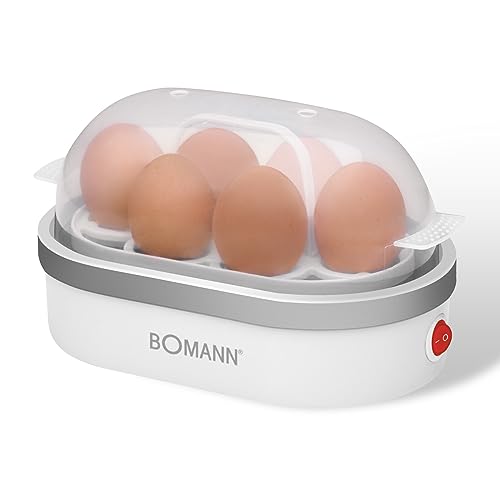 Bomann® Eierkocher für bis zu 6 Eier | Egg Cooker mit antihaftbeschichteter Heizschale | Egg Boiler mit Summer | elektrischer Eierkocher inkl. Eihalter & Messerbecher mit Eipicker | EK 5022 CB von Bomann