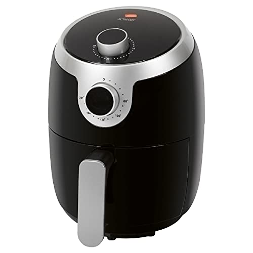 Bomann FR 6050 H CB Heißluft-Fritteuse, Öl- und fettfreie Fritteuse dank Heißluft, 1,8 Liter Kapazität, für Pommes, Chicken Wings uvm., 1000 Watt, Geringe Rauch- und Geruchsentwicklung, schwarz/silber von Bomann