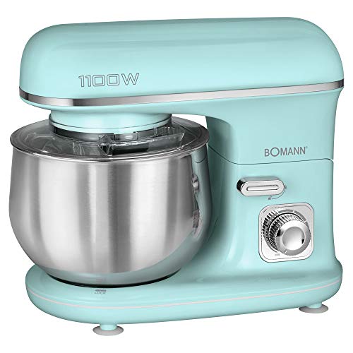 Bomann® Küchenmaschine 1100 Watt | Knetmaschine 5L | inkl. Knethaken, Rührhaken und Schneebsen | für bis zu 3 kg Teig | robustes Spezialgetriebe | Food Processor | Teigmaschine KM 6030 CB mint von Bomann