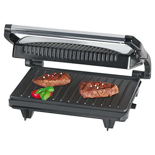 Bomann MG 2251 CB elektrischer Kontaktgrill, Multigrill, Elektrogrill für beidseitiges & fettfreies Grillen, antihaftbeschichtete Platten, Kabelaufwicklung, 700 W, edelstahl von Bomann