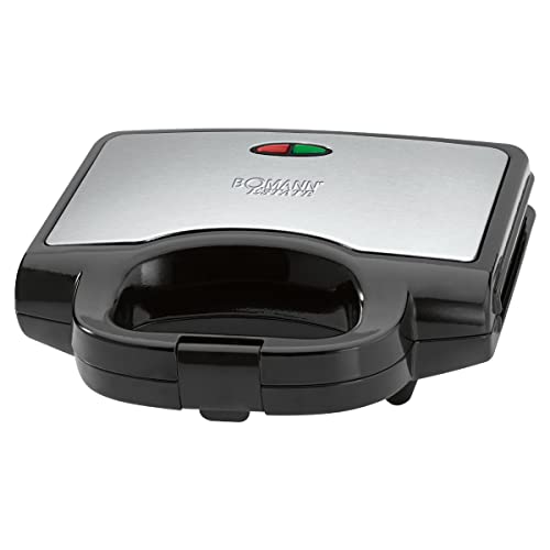 Bomann ST 1372 CB Sandwichmaker, elektrischer Sandwichtoaster, Sandwich-Maker mit dreieckigen Sandwichplatten (antihaftbeschichtet), automatischer Temperaturregler, schwarz/edelstahl-Optik, Sonstige von Bomann