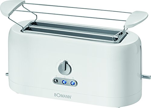 Bomann TA 245 CB Toaster, 4 Scheiben- Langschlitztoaster, Auftau-/Aufwärm-/Schnellstoppfunktion, Cool Touch-Gehäuse, 1400 Watt, Weiß von Bomann