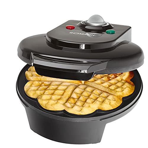 Schwarzes Waffeleisen mit 1200 Watt (Waffelautomat mit Backampel, Antihaft-Beschichtung, Waffeln) von Bomann