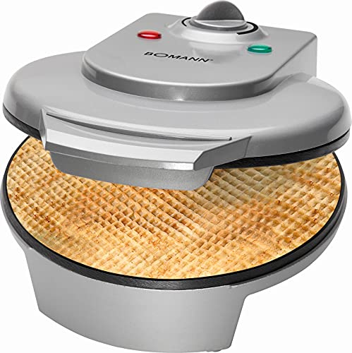 Hörncheneisen Waffeleisen für Hauchdünne Waffeln - Hörnchenautomat Eiswaffeln mit Kegel - Hörnchen Backform Antihaftbeschichtung - Hörnchenkegel Groß Backfläche 18 cm von Bomann