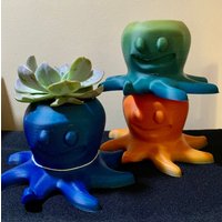 Regenbogen Oktopus 3D Bedruckt Sukkulenten Zimmerpflanze Plug Übertopf Kaktus Topf von BombPopBoutique