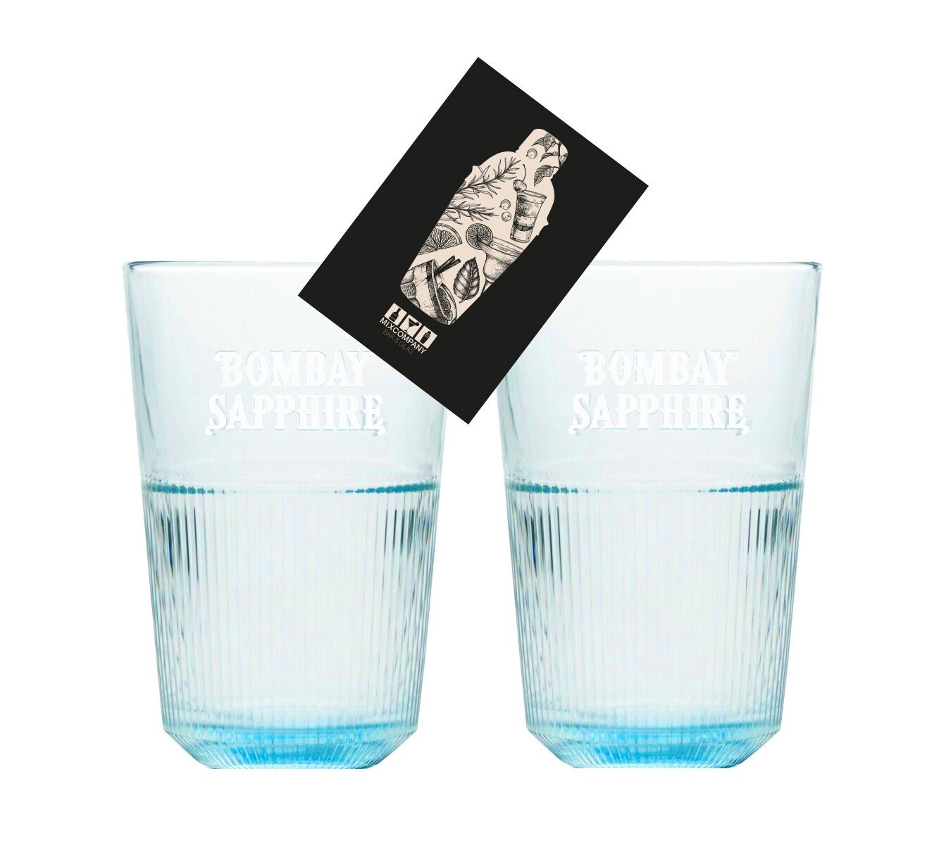 Bombay Sapphire Gläser-Set Bombay Sapphire Gin 2x Longdrink Glas 2er Set Gläser in blau mit Rel von Bombay Sapphire