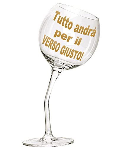 Bombo Geburtstagsweinglas schief, Glas, 440 ml, Rotweinglas, 1 Stück, Havana, Klassiker, Wegwerfbar, Zuhause, 325 Gramm von Bombo