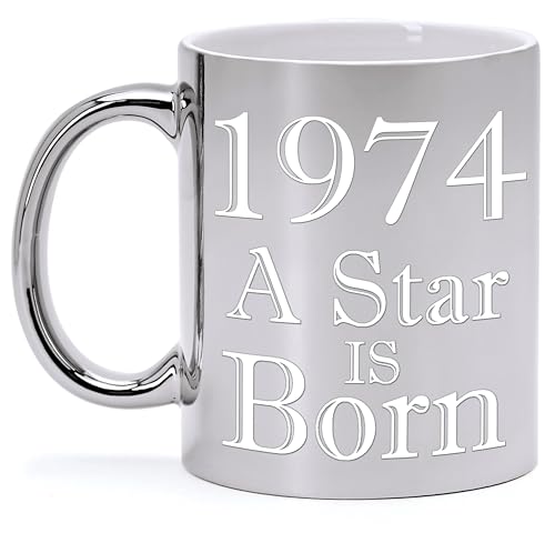 Keramik-Tasse in Silber für den 50. Geburtstag - A STAR IS BORN von Bombo