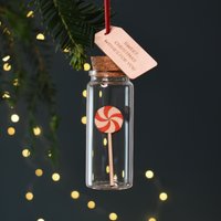 Lollipop Glaskugel Christbaumschmuck, Weihnachtsbotschaft Flasche, Personalisiertes Weihnachtsdeko, Festlicher Baumschmuck von Bombus