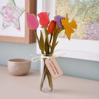 Muttertagsgeschenk Für Sie, Einzigartiger Blumenstrauß, Personalisierte Holzblumen, Geschenk Mama, Bunte Handbemalte Blumen Mama Oder von Bombus