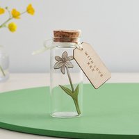 Weiße Lilie Blume Erinnerungsgeschenk, Denk An Dich Trauerbotschaft Token Flasche Mit Personalisiertem Tag, Nachdenkliche Sympathie-Botschaft von Bombus