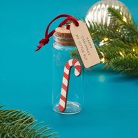 Zuckerstange Glaskugel Weihnachtsbaumschmuck, Weihnachtsbotschaft Flasche, Personalisiertes Weihnachtsdeko, Festlicher Baumschmuck von Bombus