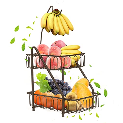 Bomclap 2 Stöckig Obstkorb Obstkörbe mit Bananenhalter (Bronze) von Bomclap