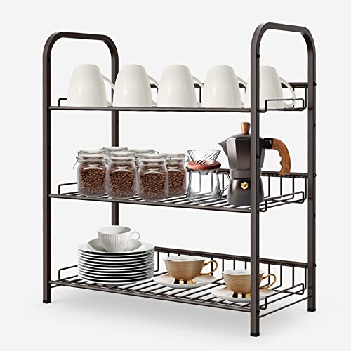 Bomclap Metall Gewürzregal stehend 3 tier spice rack Organizer Regaleinsatz für Küchenschrank, Ausziehbar und einstellbar Ordnungssystem Küche Schrankeinsatz für Küche, Bad, Waschküche, Bronze von Bomclap