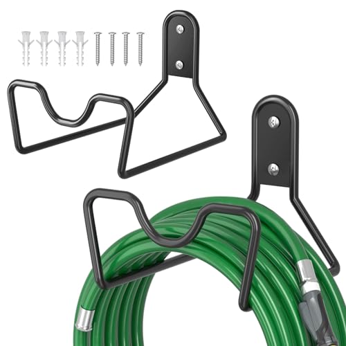 Bomclap Schlauchhalter aus Metall, Gartenschlauchhalter Wandmontage für Gartenschlauch (Schwarz 2Stück) von Bomclap
